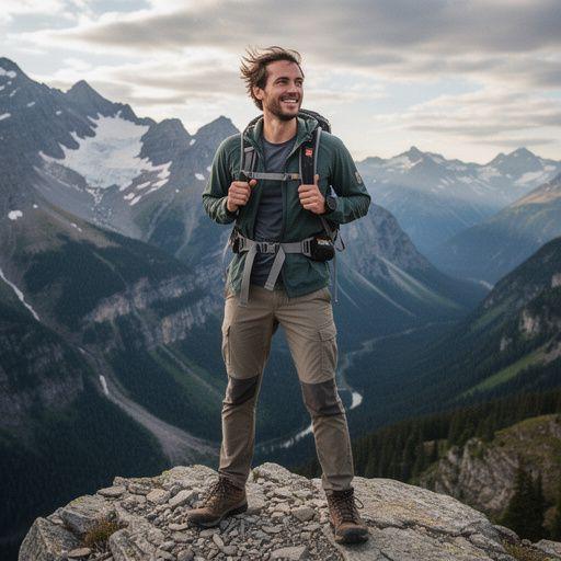 Путешественник делает заметки в блокноте на берегу озера.